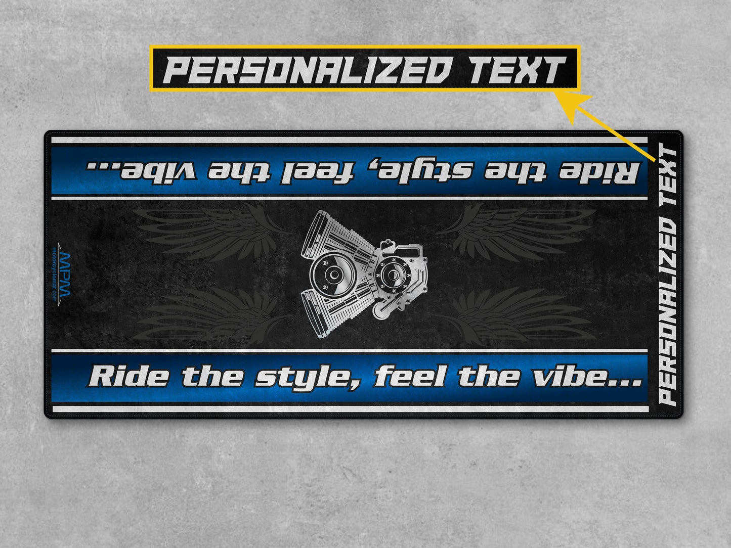 Motorcycle Mat for Cruiser Motorcycle "Ride The Style, Feel The Vibe" - MM7307