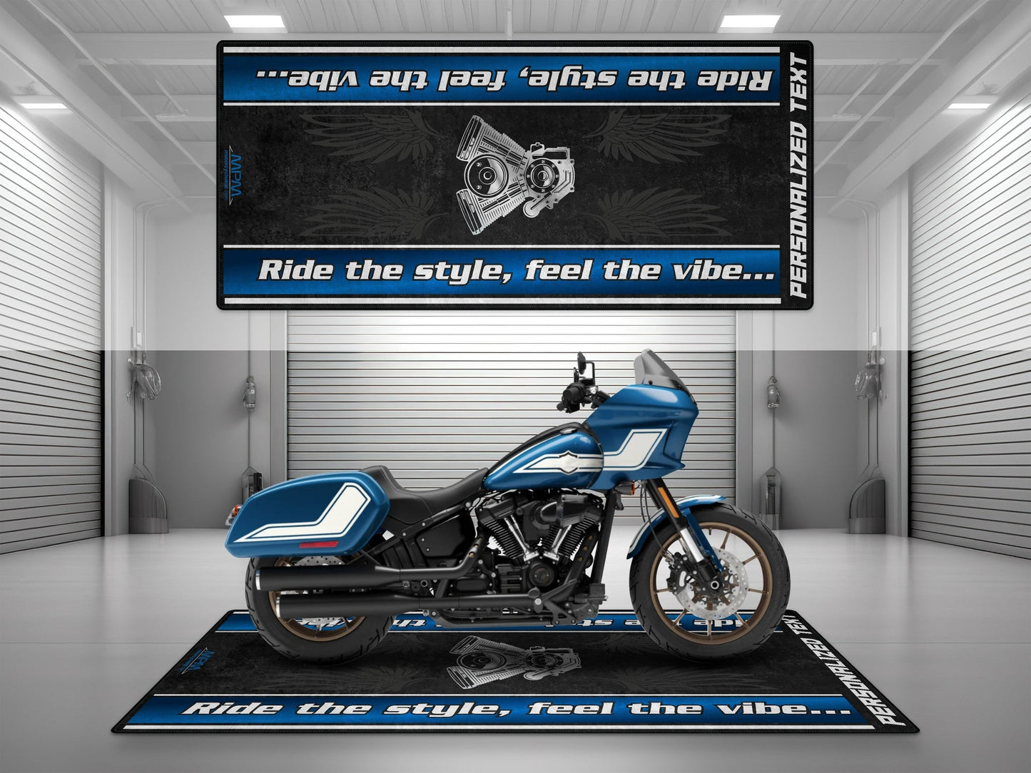 Motorcycle Mat for Cruiser Motorcycle "Ride The Style, Feel The Vibe" - MM7307