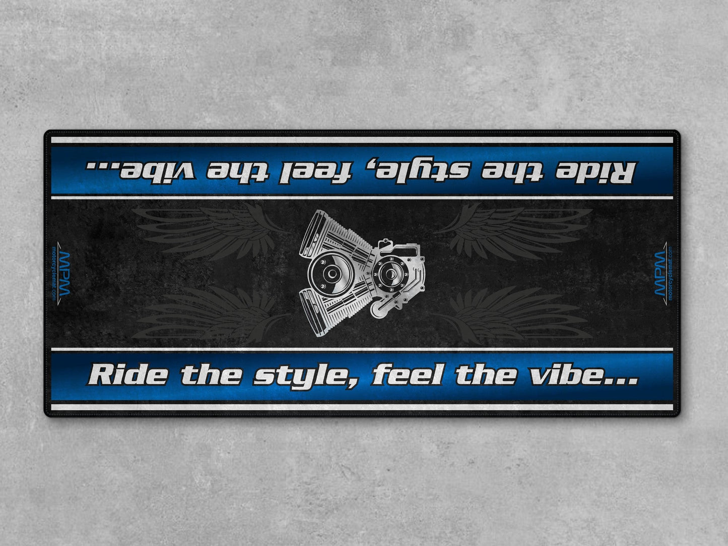 Motorcycle Mat for Cruiser Motorcycle "Ride The Style, Feel The Vibe" - MM7307