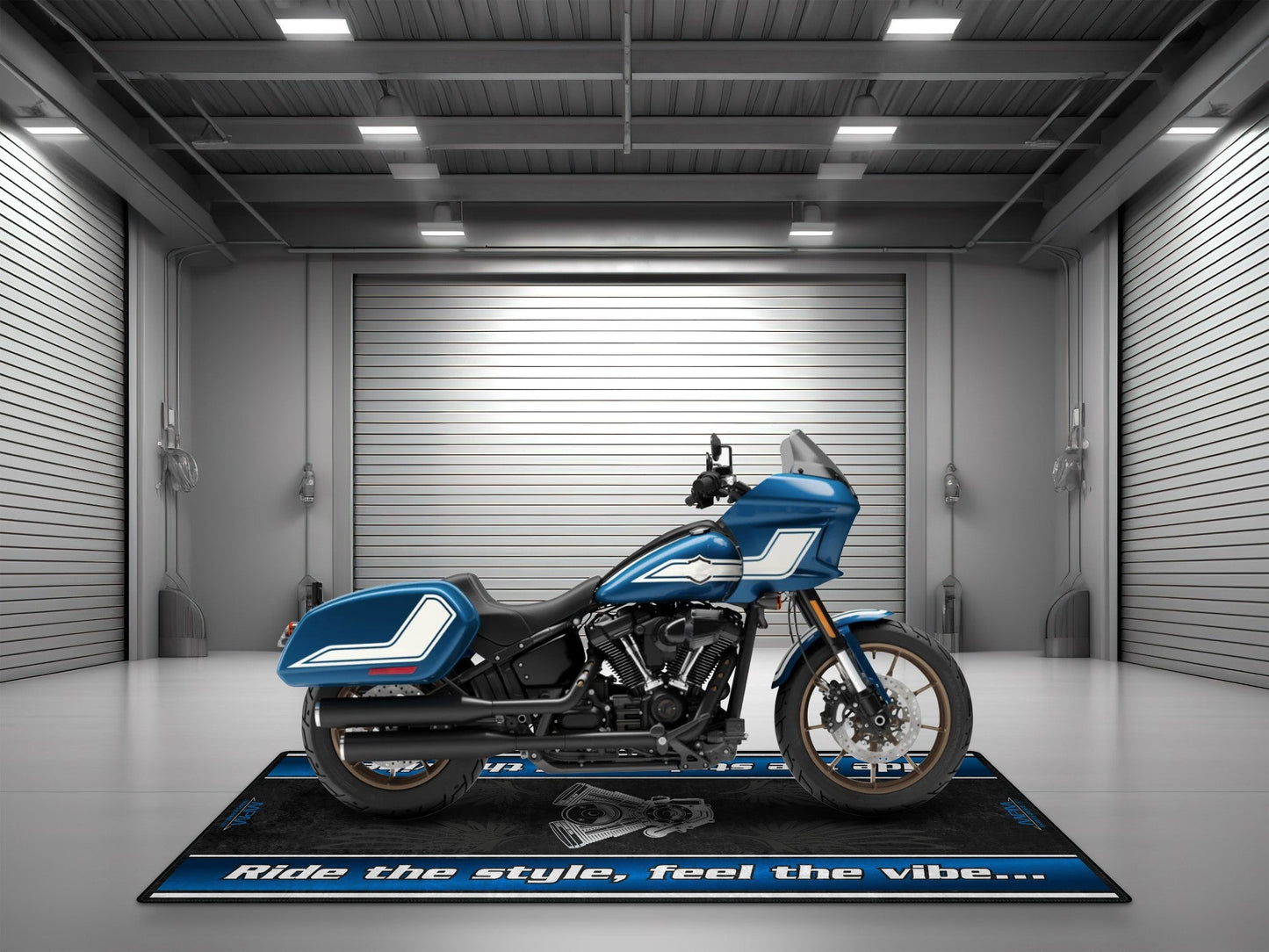 Motorcycle Mat for Cruiser Motorcycle "Ride The Style, Feel The Vibe" - MM7307