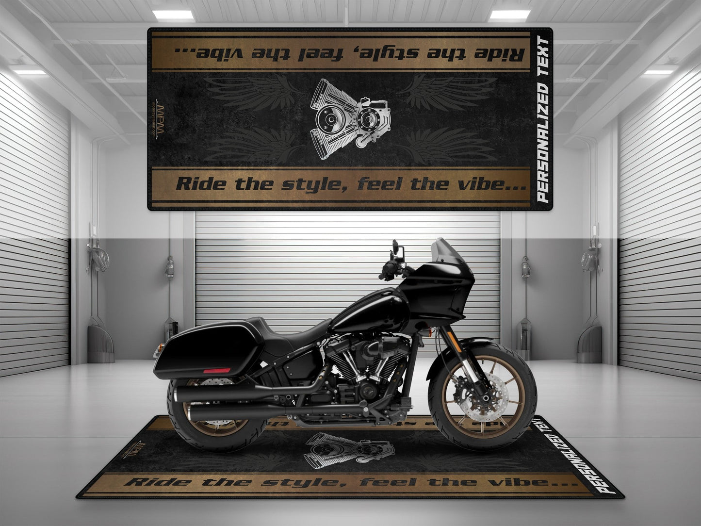 Motorcycle Mat for Cruiser Motorcycle "Ride The Style, Feel The Vibe" - MM7307