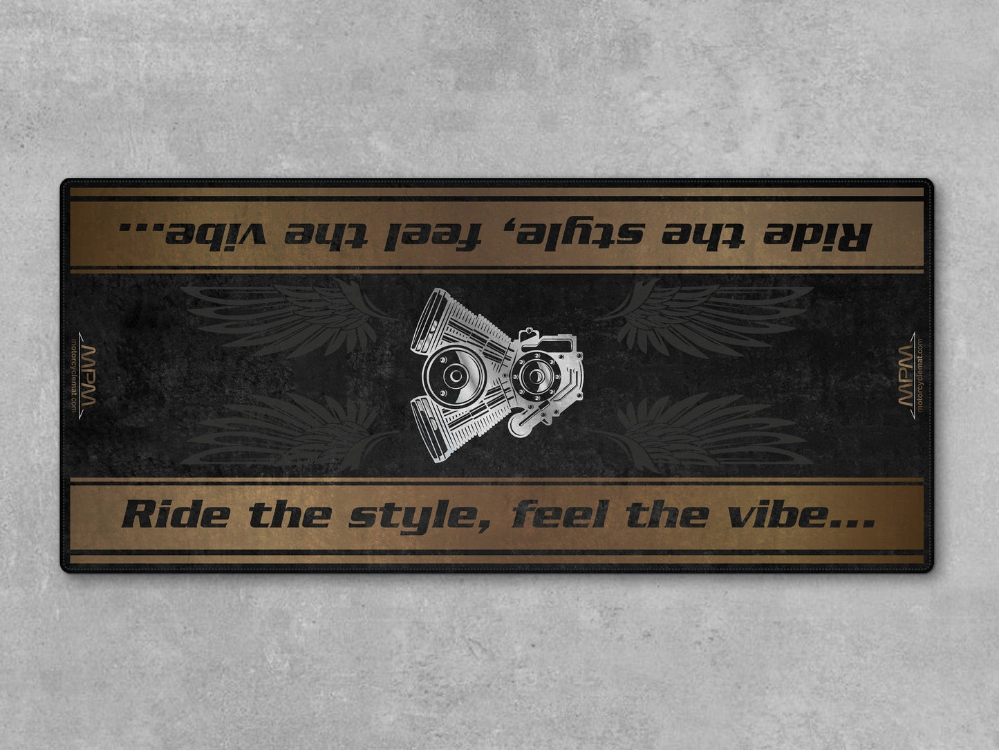 Motorcycle Mat for Cruiser Motorcycle "Ride The Style, Feel The Vibe" - MM7307