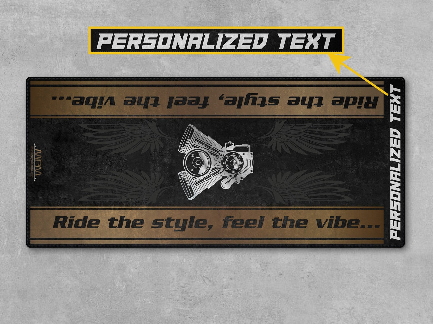Motorcycle Mat for Cruiser Motorcycle "Ride The Style, Feel The Vibe" - MM7307