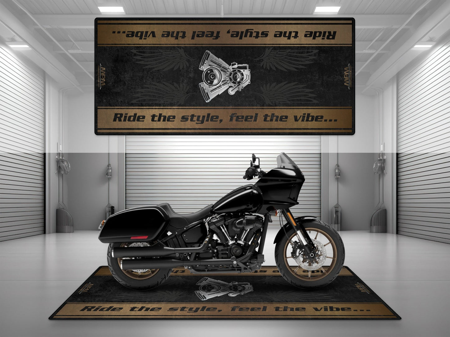 Motorcycle Mat for Cruiser Motorcycle "Ride The Style, Feel The Vibe" - MM7307