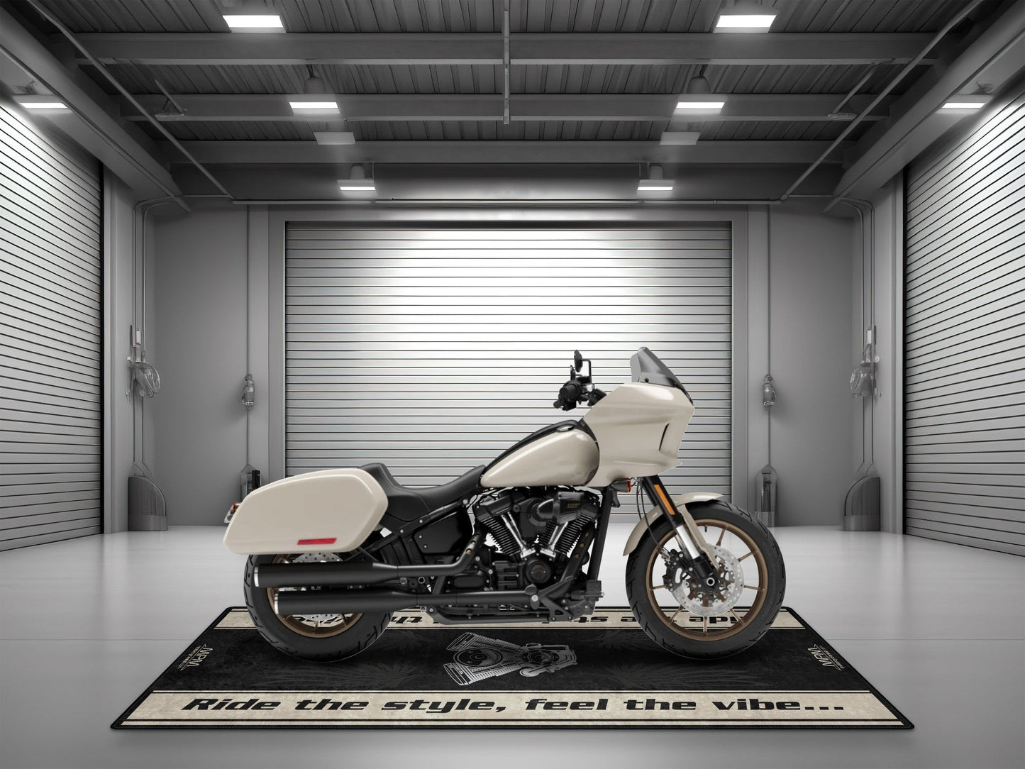 Motorcycle Mat for Cruiser Motorcycle "Ride The Style, Feel The Vibe" - MM7307