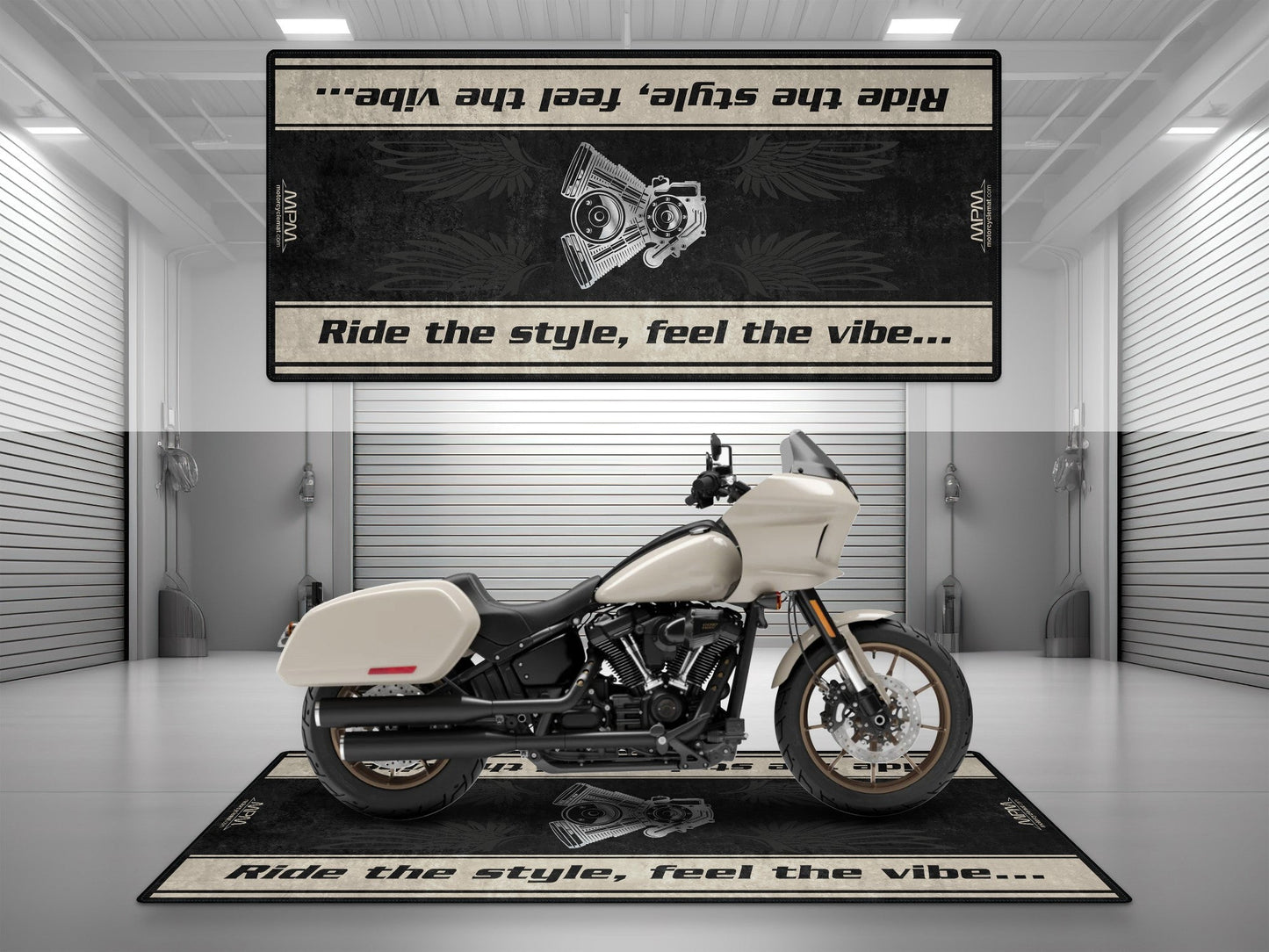 Motorcycle Mat for Cruiser Motorcycle "Ride The Style, Feel The Vibe" - MM7307