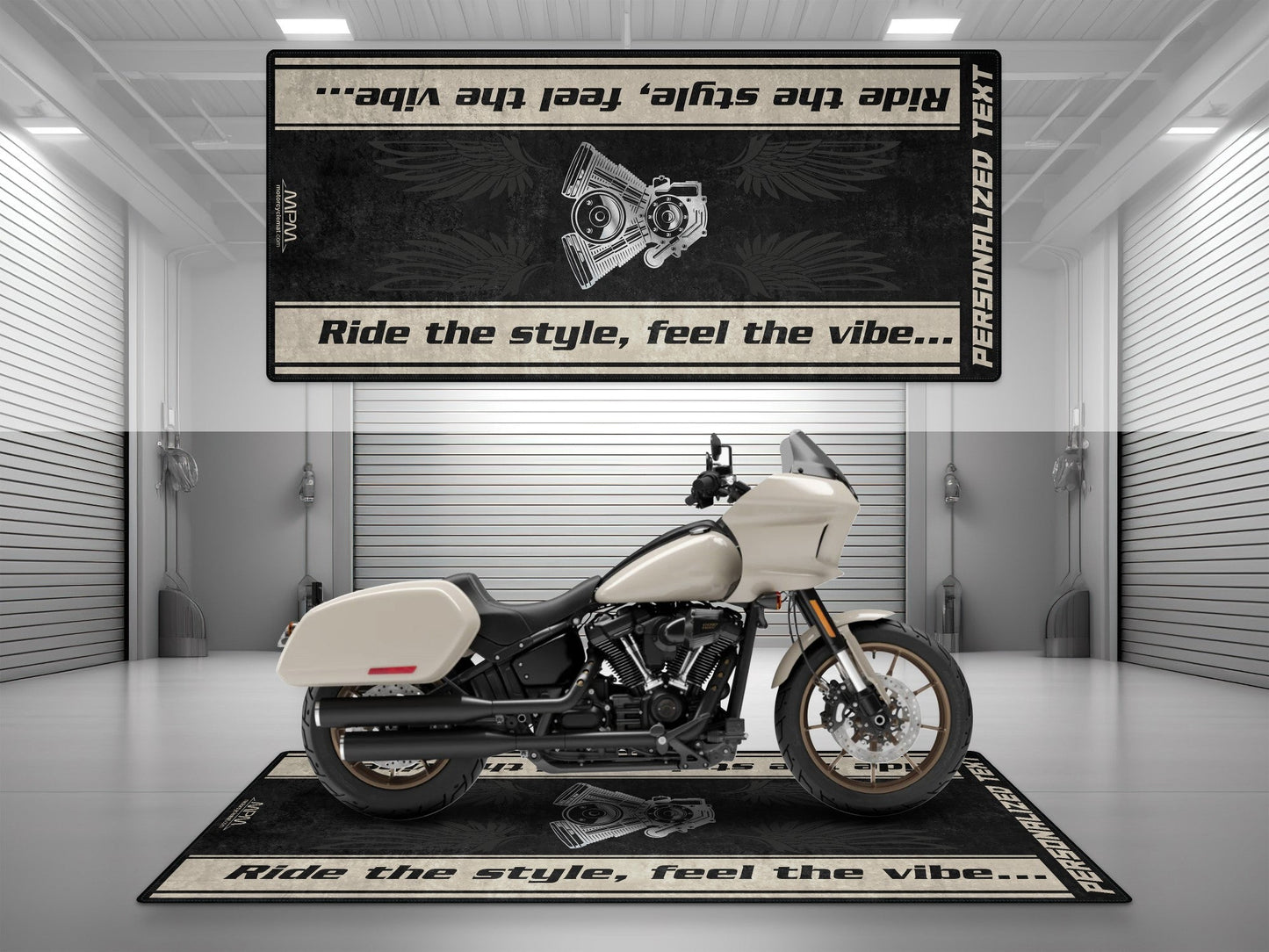 Motorcycle Mat for Cruiser Motorcycle "Ride The Style, Feel The Vibe" - MM7307