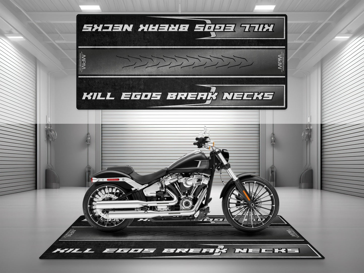 Motorcycle Mat for Cruiser Motorcycle "Kill Egos Break Necks" - MM7309