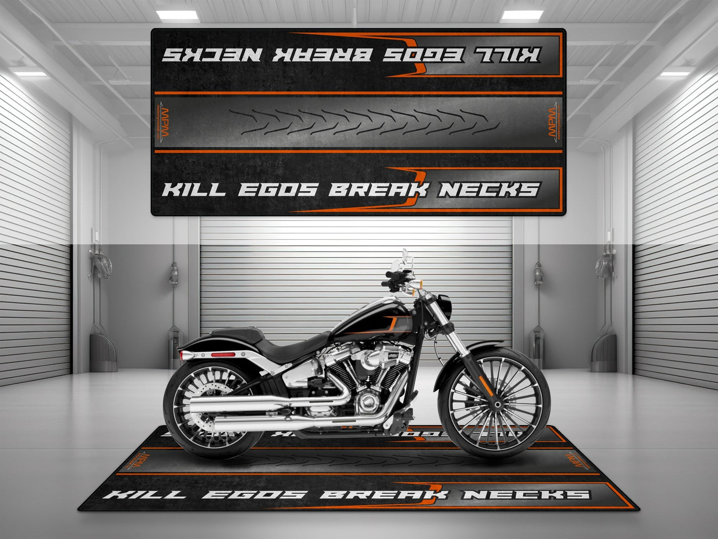 Motorcycle Mat for Cruiser Motorcycle "Kill Egos Break Necks" - MM7309