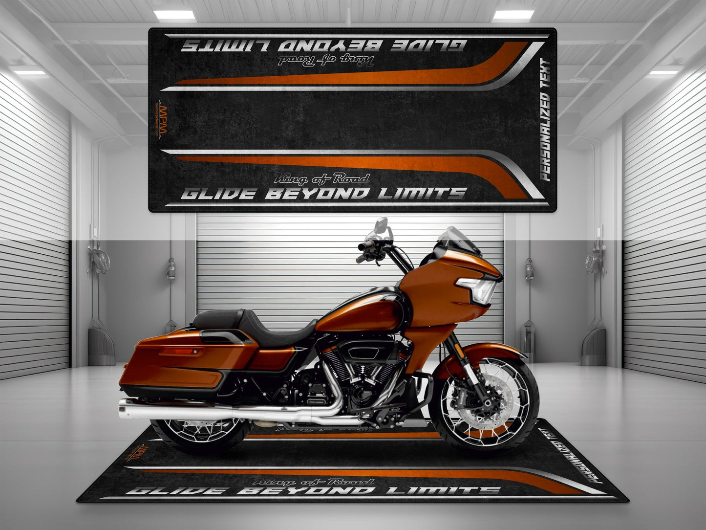 Motorcycle Mat for Cruiser Motorcycle "Glide Beyond Limits - King of Road " - MM7350