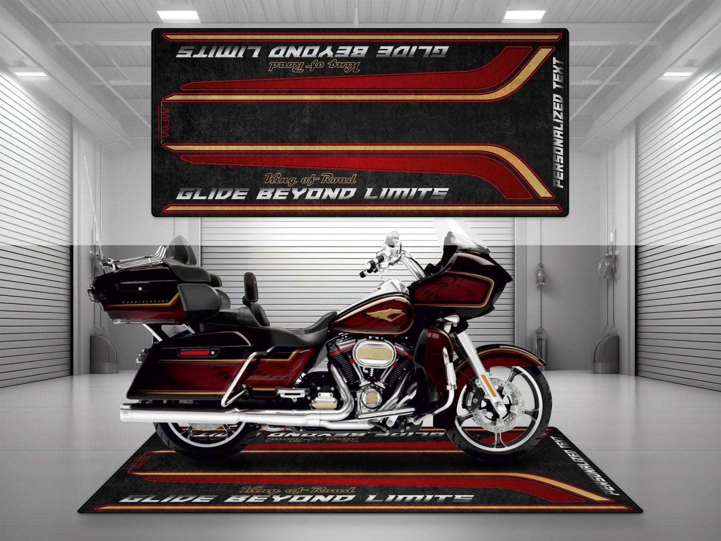 Motorcycle Mat for Special Cruiser Motorcycle "Glide Beyond Limits - King of Road" - MM7351
