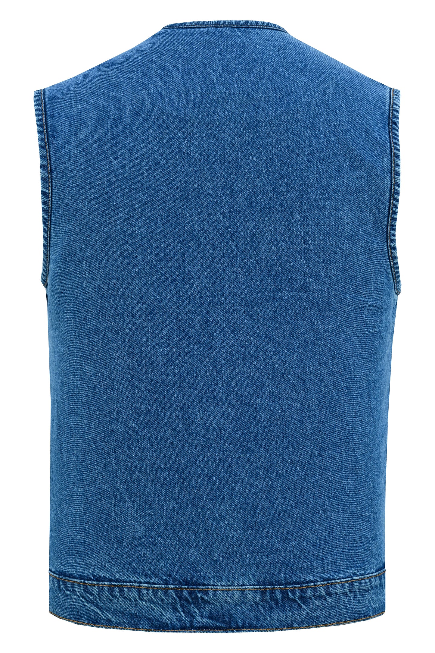 Mens Blue Denim Motorcycle Vest with Concealed Snaps & Zipper