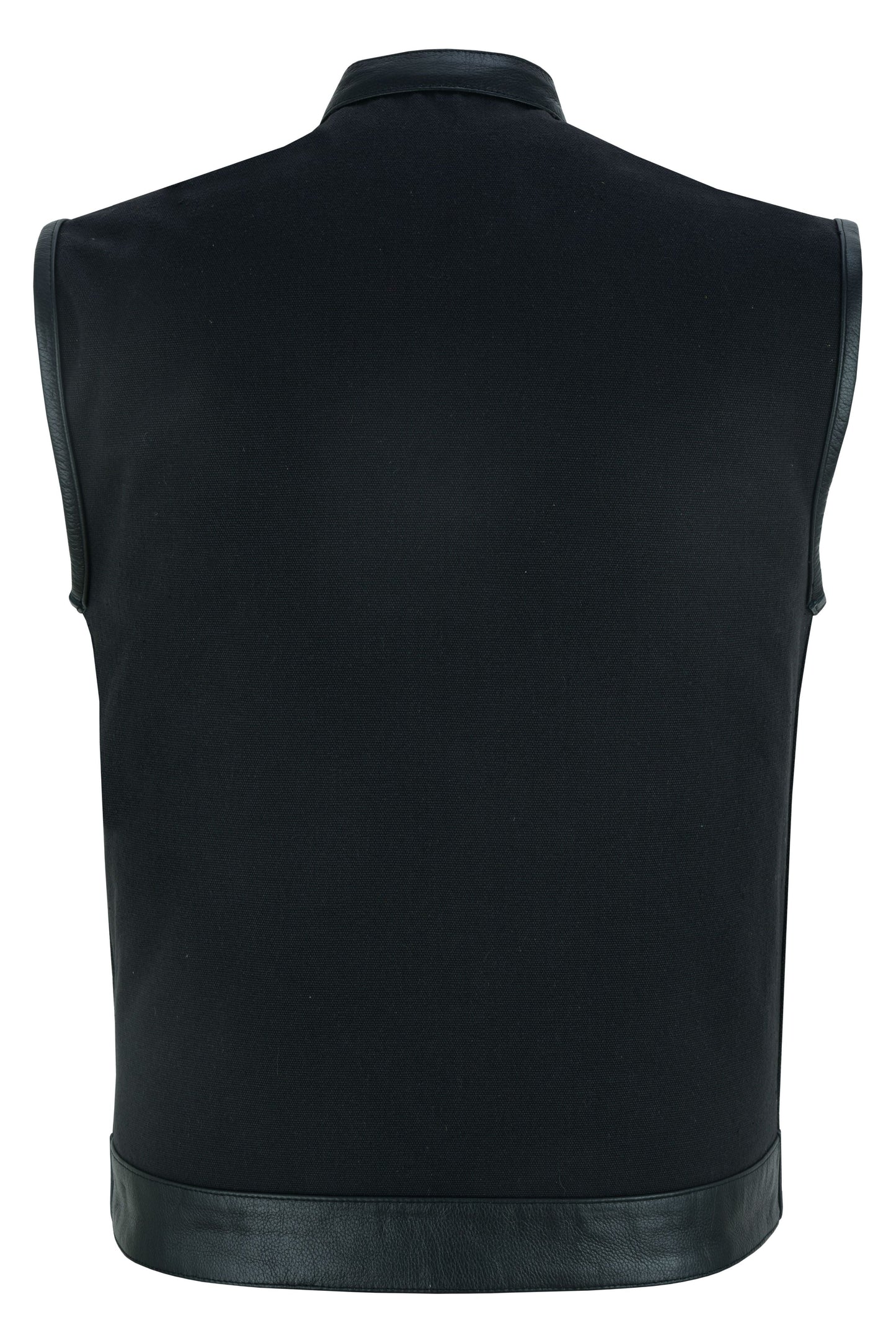 Canvas Material Single Back Panel Concealment Vest W/Leather Tr