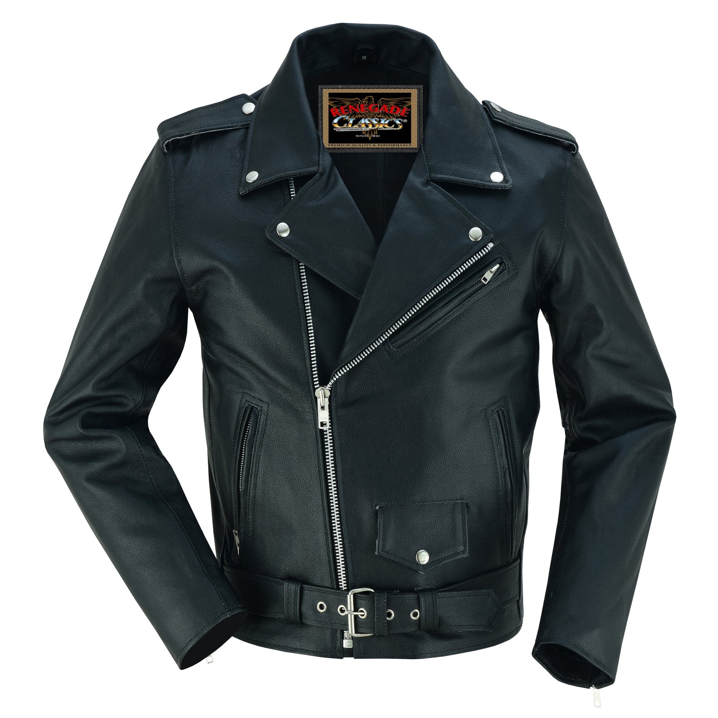 Dawn Rider Men's Premium Black Leather Motorcycle Jacket