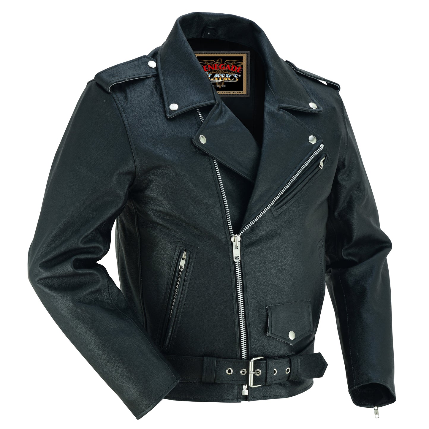 Dawn Rider Men's Premium Black Leather Motorcycle Jacket