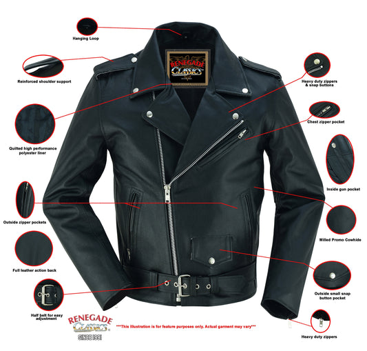 Dawn Rider Men's Premium Black Leather Motorcycle Jacket