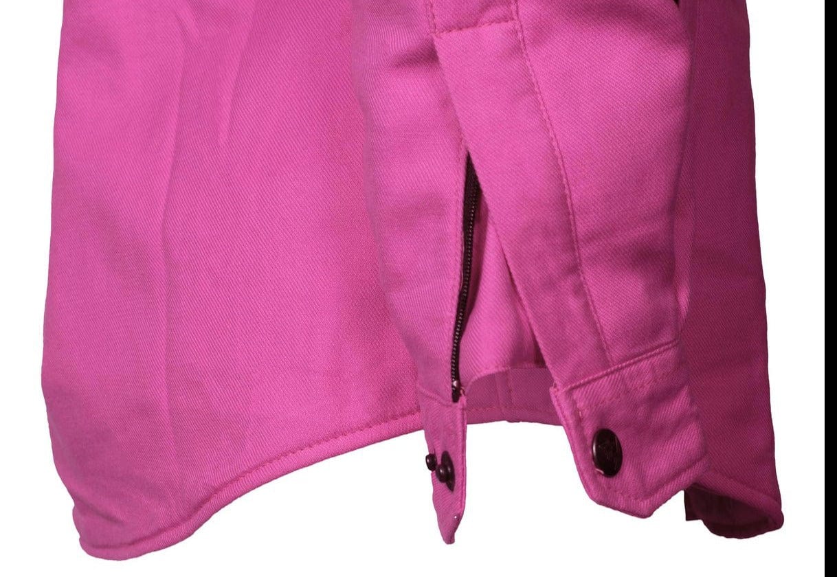 Protective Flannel Shirt for Women - Pink Solid with Pads
