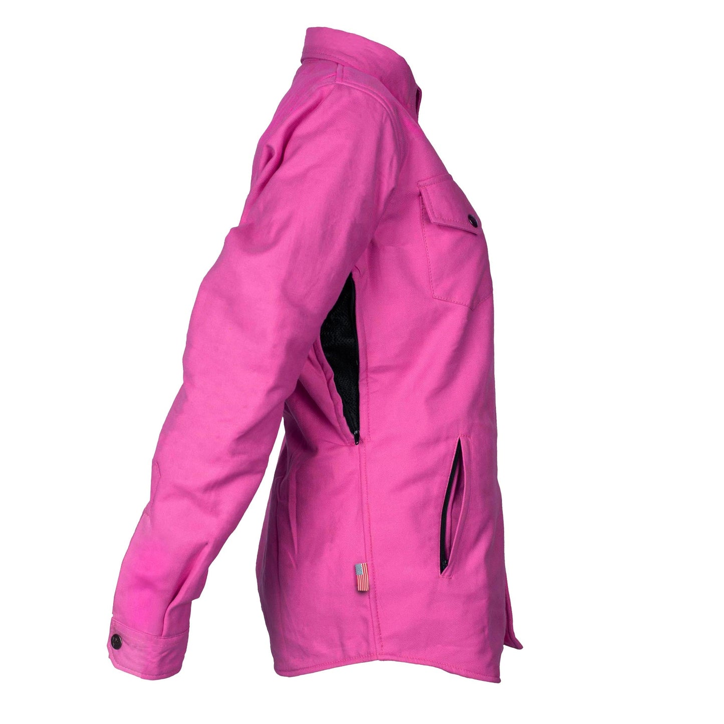Protective Flannel Shirt for Women - Pink Solid with Pads