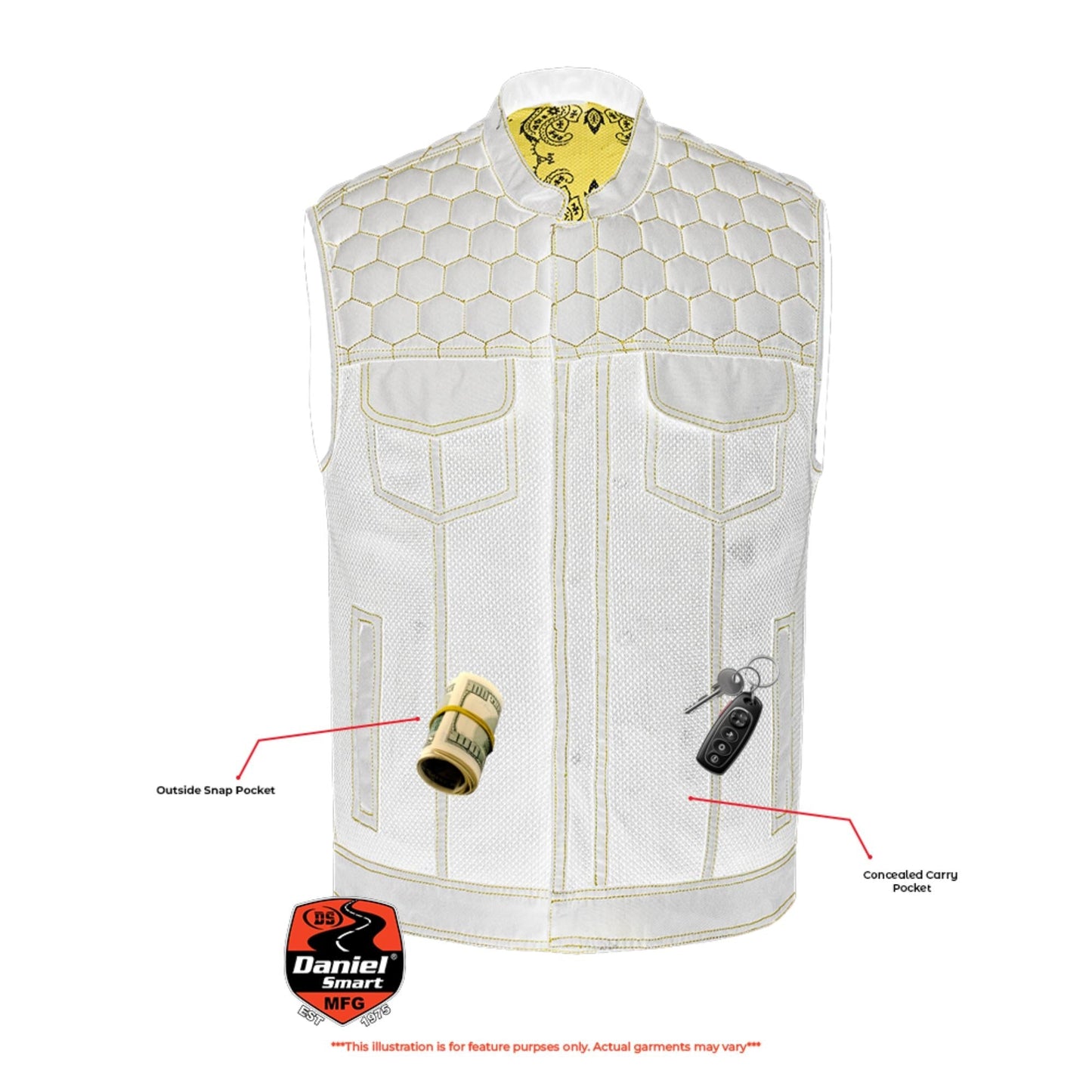 Gloom Gold Men's Black Mesh Textile Vest