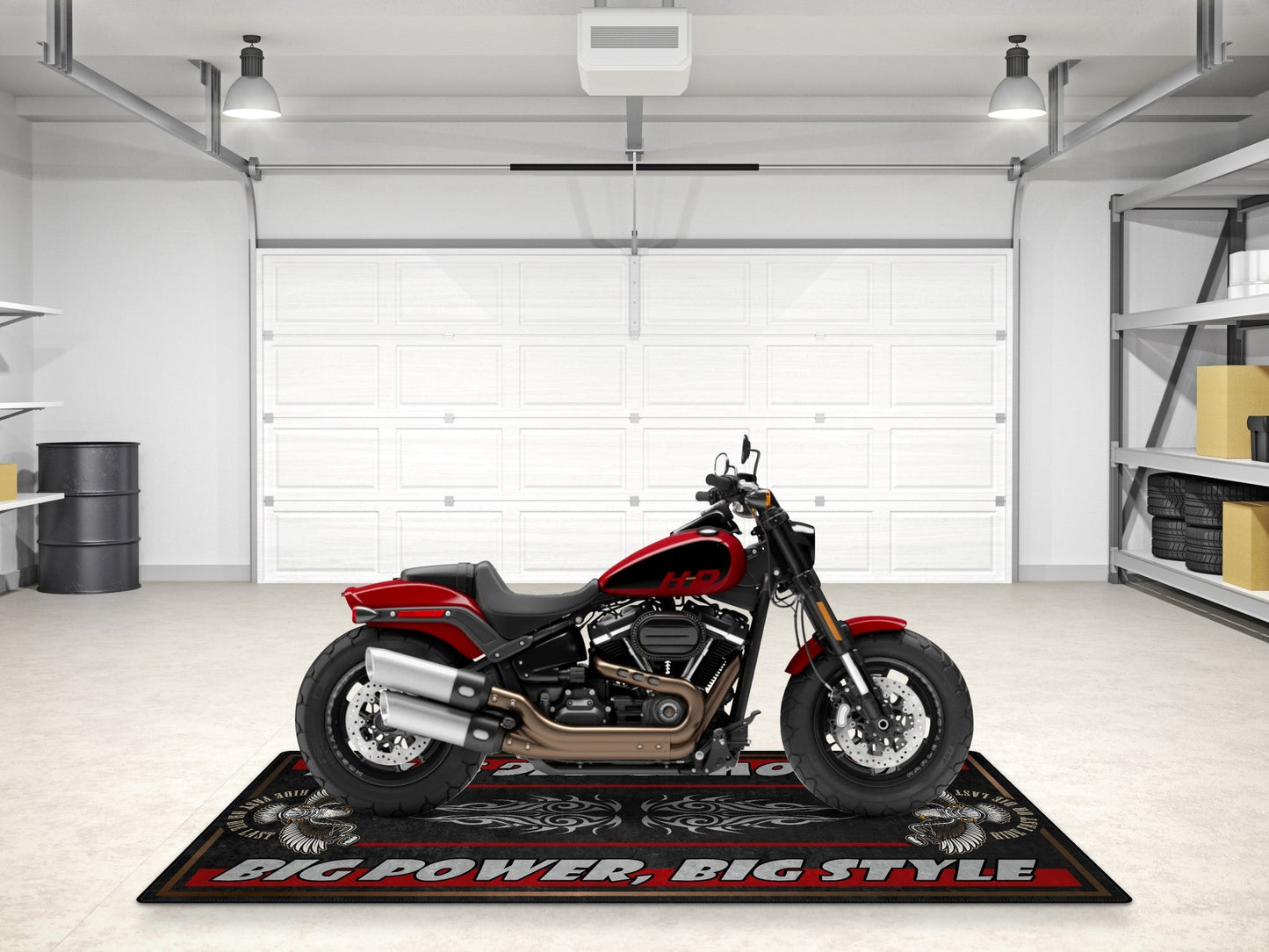 Motorcycle Mat for Cruiser Motorcycle "Big Power, Big Style" - MM7305