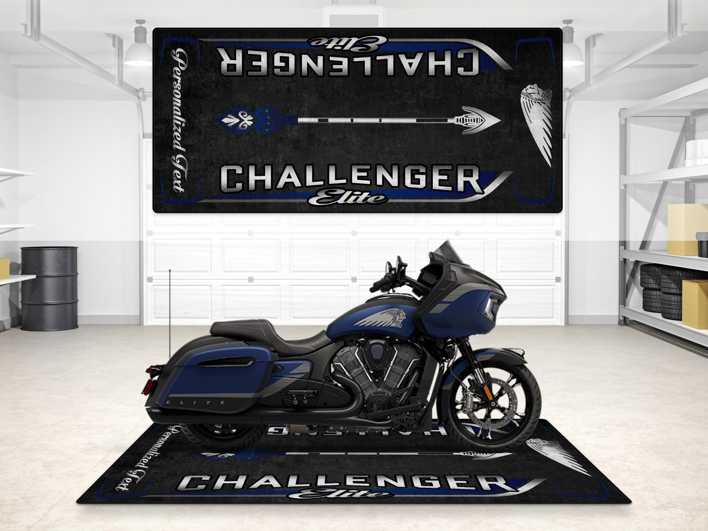 Designed Pit Mat for Indian Challenger Elite Motorcycle - MM7334
