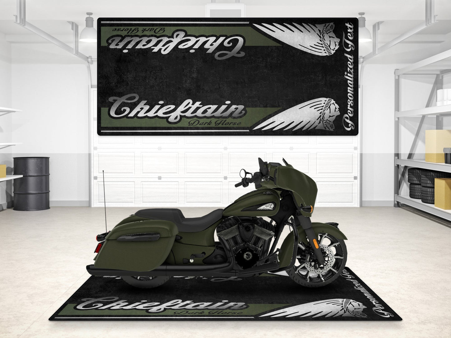 Designed Pit Mat for Indian Chieftain Dark Horse Motorcycle - MM7328