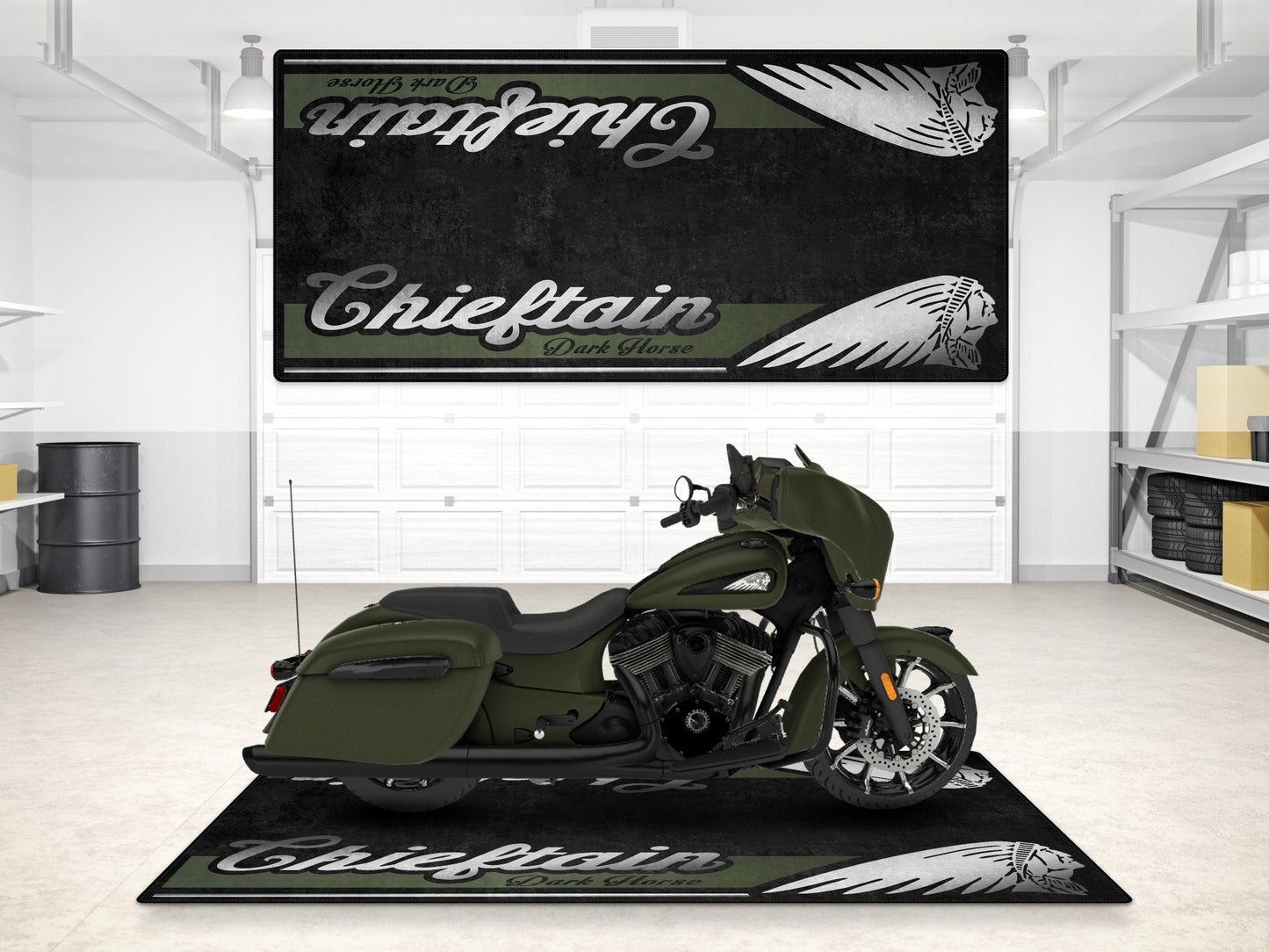 Designed Pit Mat for Indian Chieftain Dark Horse Motorcycle - MM7328