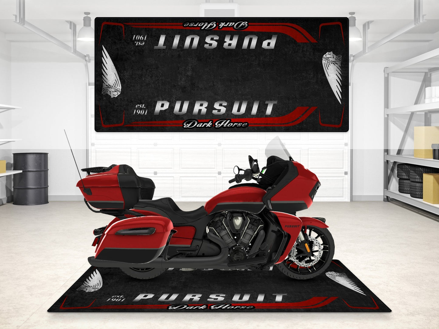 Designed Pit Mat for Indian Pursuit Dark Horse Motorcycle - MM7339