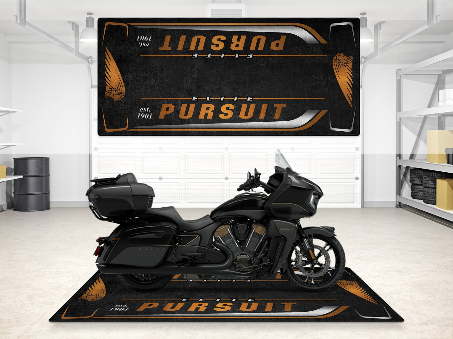Designed Pit Mat for Indian Pursuit Elite Motorcycle - MM7340