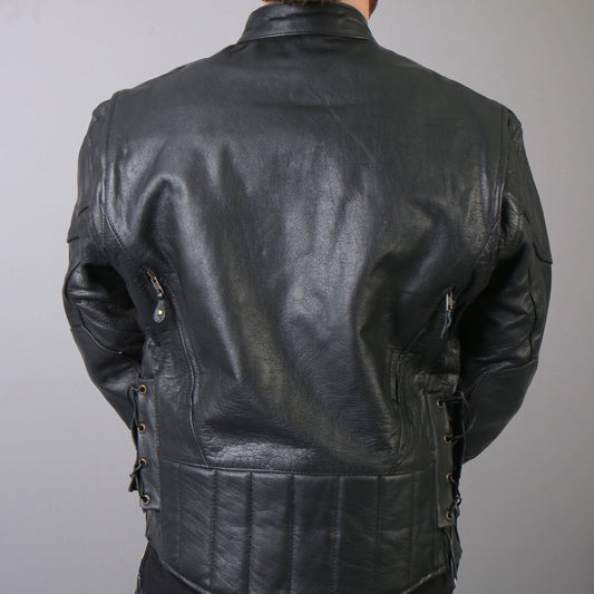 Hot Leathers JKM1010 Men's Motorcycle Vented Leather Biker Jacket