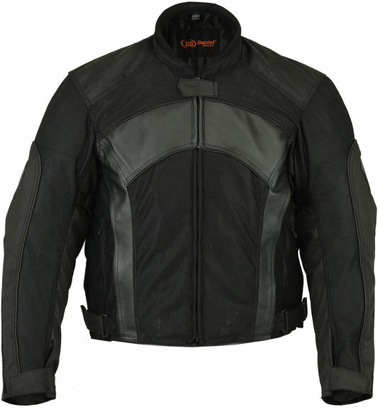 Mens Leather & Mesh Motorcycle Jacket – Waterproof Liner