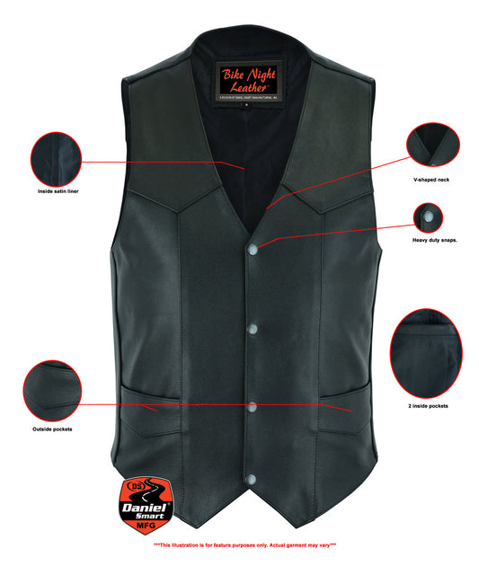 Men's Plain Side Economy Vest - Black