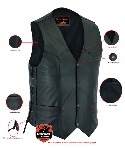 Men's Side Lace Economy Vest - Black