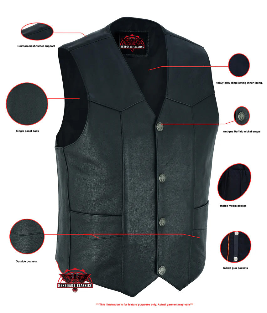 Advance Men's Buffalo Nickel Head Snap Vest