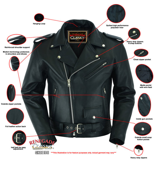 Super Arnold Men's Black Leather Jacket – Retro Design