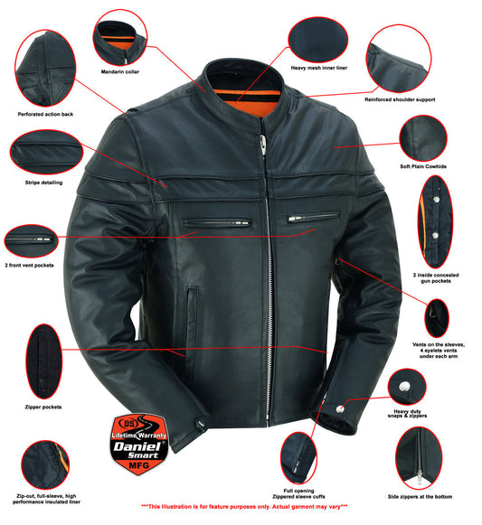 Full Hand Black Leather Motorcycle Jacket