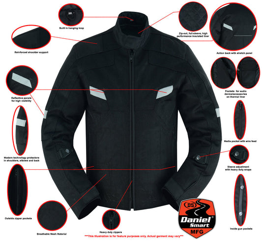 Mens Performance Mesh Motorcycle Jacket – Black
