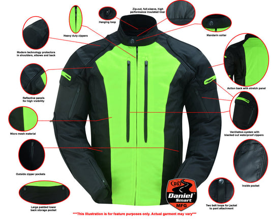 Hi-Viz blast Micro Mesh Mens Motorcycle Jacket – Lightweight