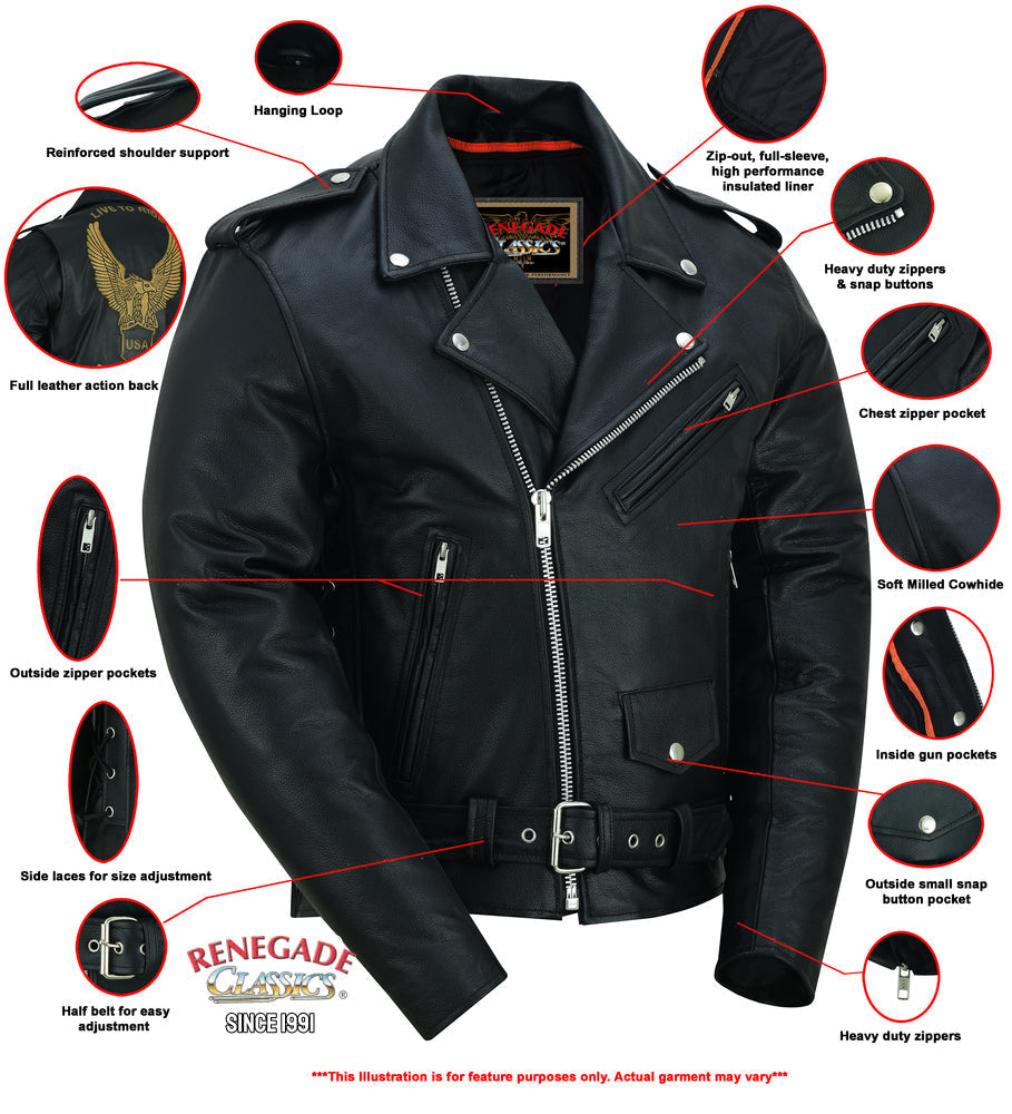 Freedom Rider Black Men's Leather Jacket – Eagle Embossed
