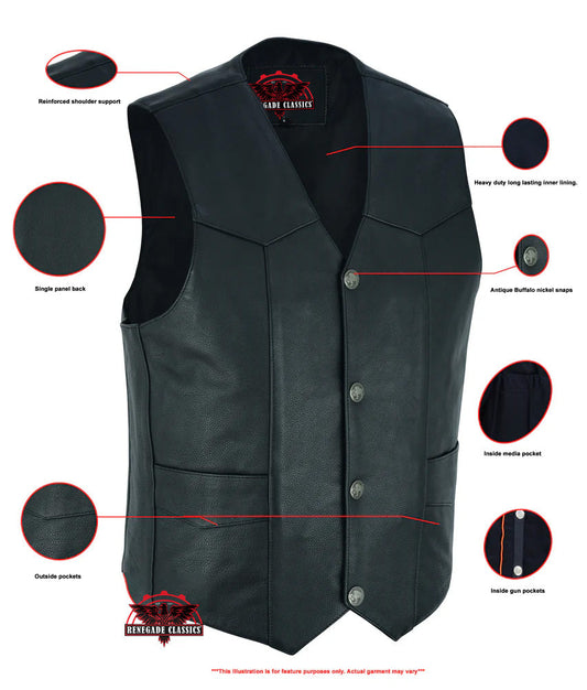 Men's Single Back Panel motorcycle vest