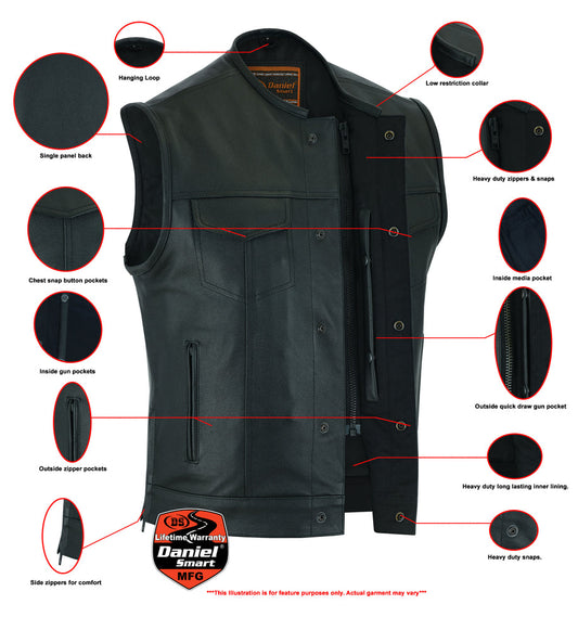 Eclipse Black Motorcycle Vest - Hidden Smart Access Pockets & Durable Lining