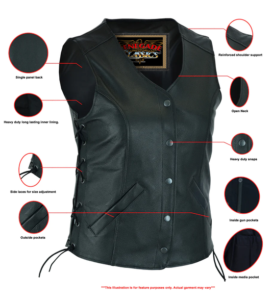 Clara Women's leather motorcycle vest