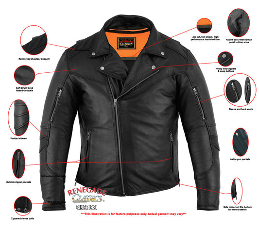 Black Speed Men's Motorcycle Leather Jacket – Smart Access Pocket