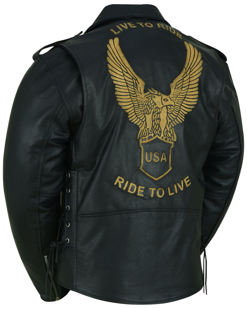 Freedom Rider Black Men's Leather Jacket – Eagle Embossed