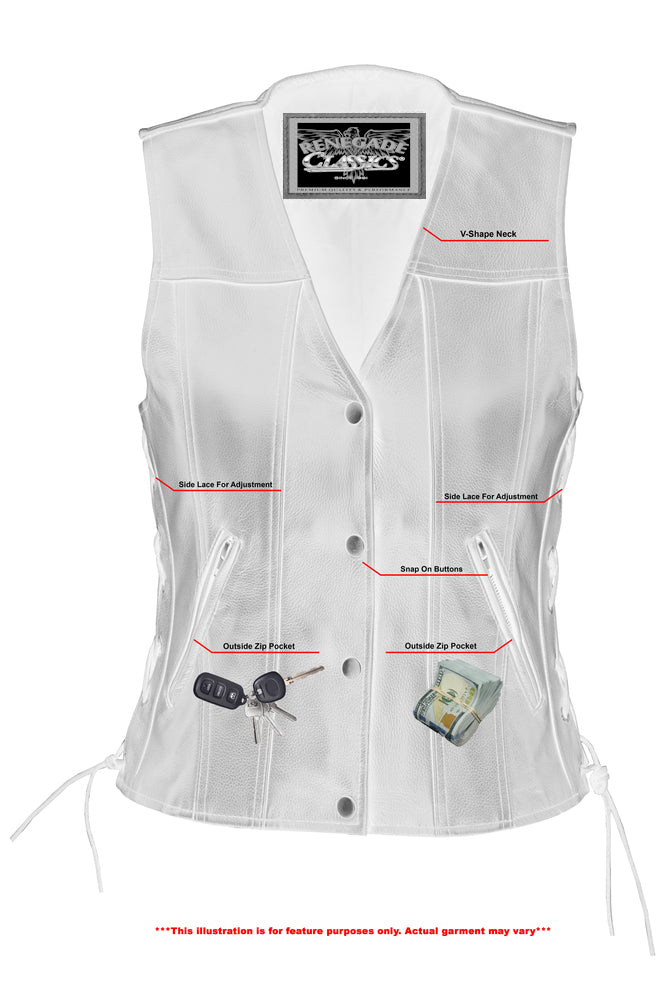 Ella Women's leather motorcycle vest - Black