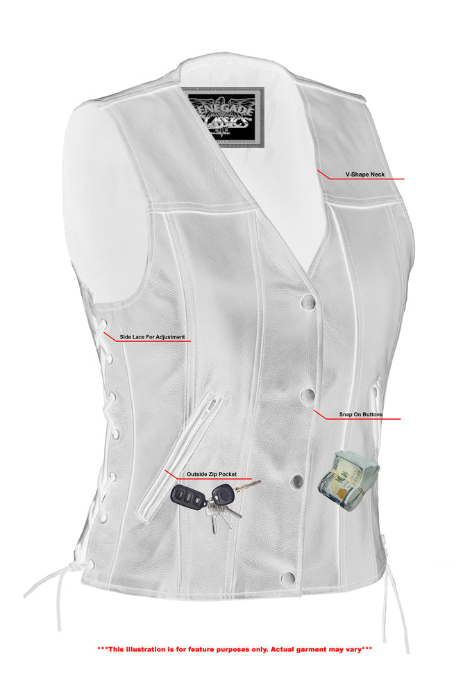 Ella Women's leather motorcycle vest - Black
