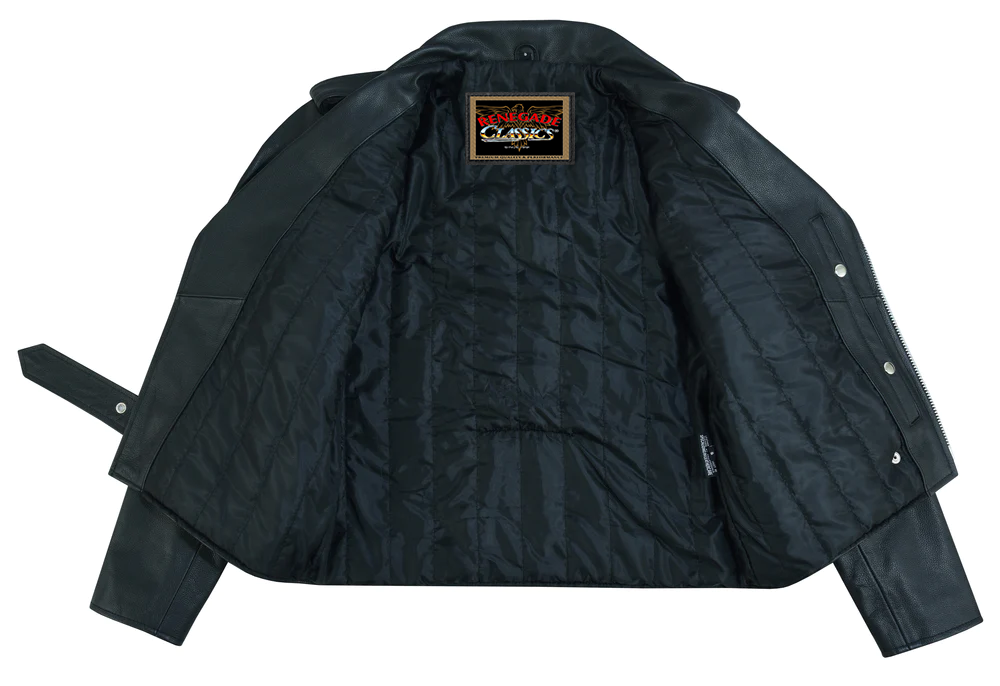 Classic Star Black Men's Leather Motorcycle Jacket – Adjustable Fit