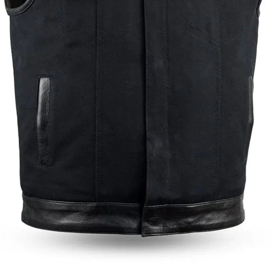 49/51 - No Collar Men's Leather/Canvas Motorcycle Vest