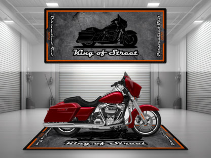 Motorcycle Mat Asphalt Design for Cruiser Motorcycle "King of Street" - MM7264
