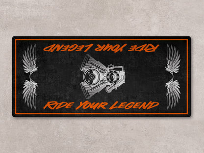 Motorcycle Mat For Cruiser Motorcycle "Ride Your Legend" - MM7303